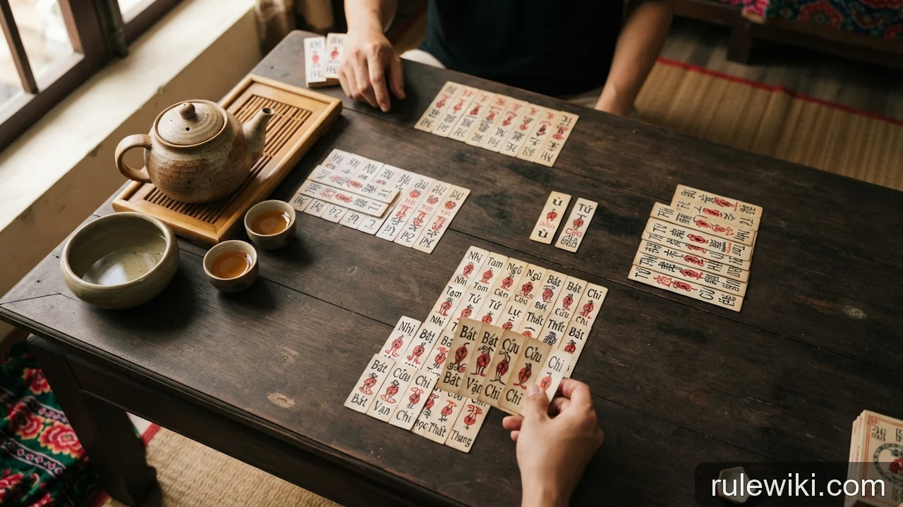 Minh họa: Bài chắn: ví dụ các trường hợp ù đè, ù thông và xướng ván bài