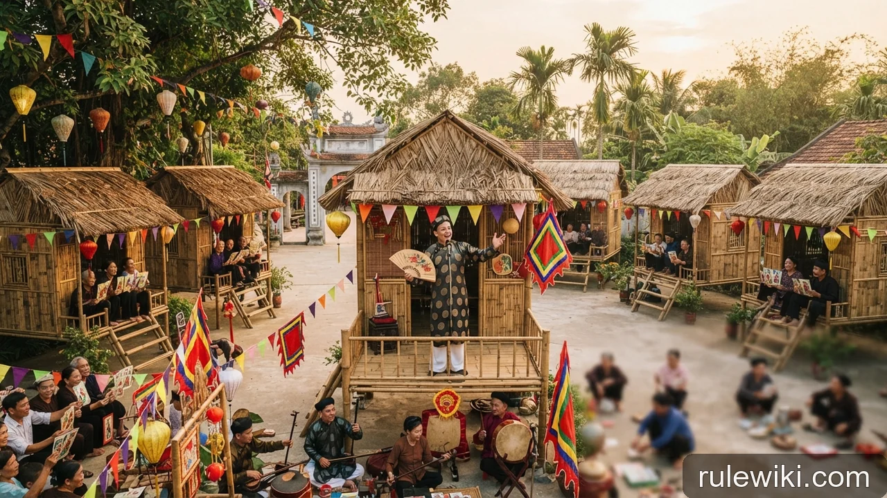 Minh họa: Thuật ngữ Bài chòi: chòi, thẻ bài, anh hiệu và câu thai