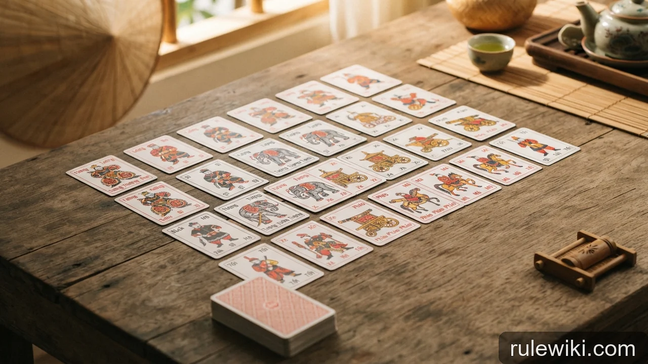 Minh họa: Thuật ngữ Tam cúc: tướng, sĩ, tượng, xe, pháo, mã và tốt