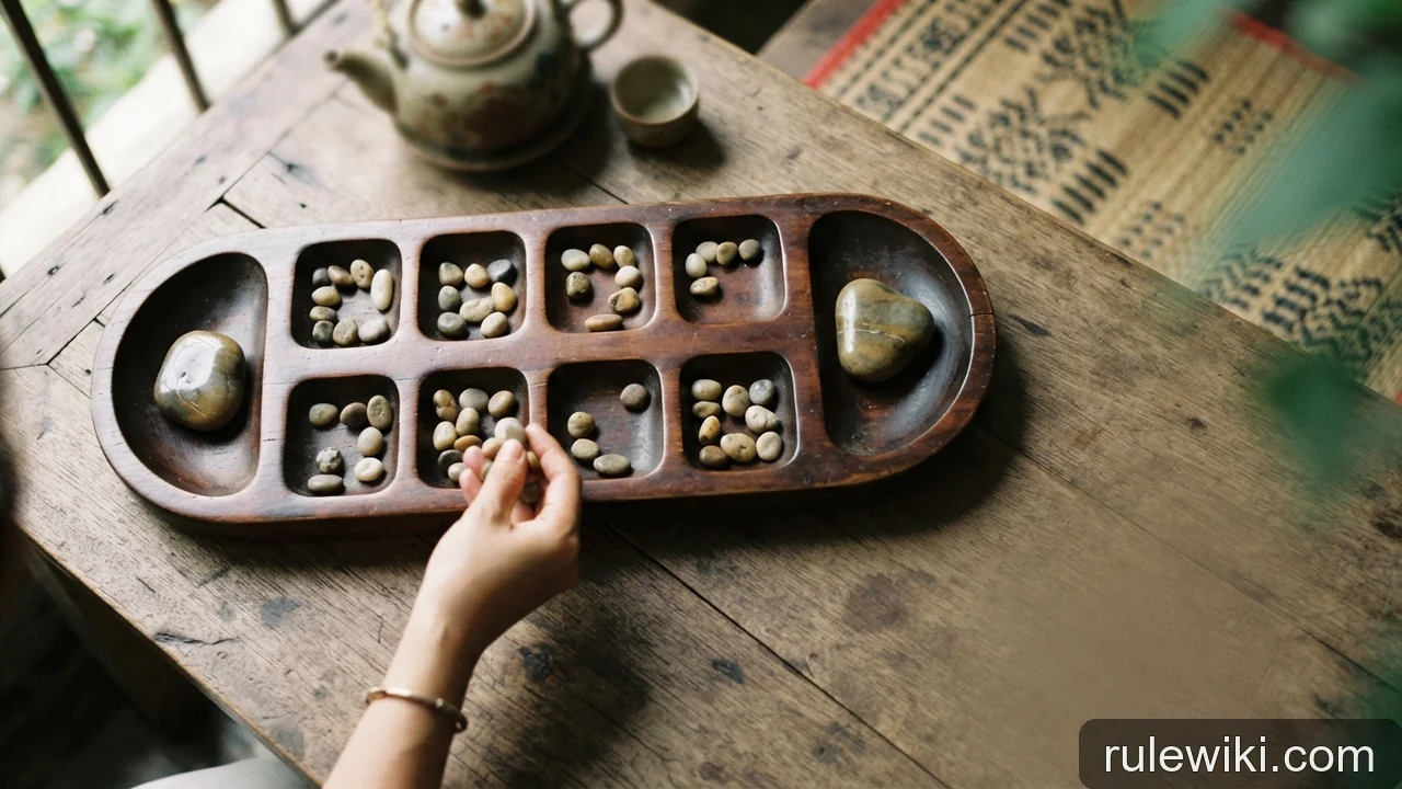 Minh họa: Trò chơi Ô ăn quan: mẹo tính toán số ô và phán đoán nước đi